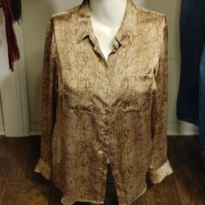 Chic Brown Snake Print Blouse